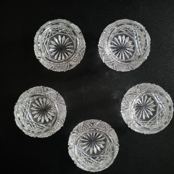 Set Of 5 Antique EAPG Robinson Glass Co. "Josephine's Fan" Open Salt Salt Cellar - Picture 5 of 5